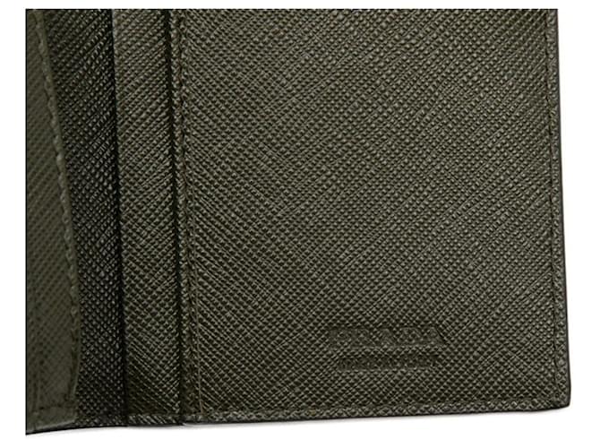 Saffiano Prada Logo langer Geldbeutel Schwarz Grün - Ansicht 6