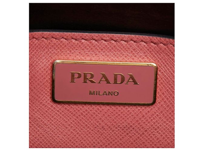 Borsa Prada Triangle Logo Plate in pelle Saffiano rosa - Ansicht 10