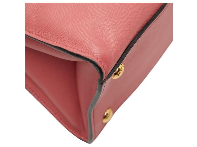 Borsa Prada Triangle Logo Plate in pelle Saffiano rosa - Ansicht 7