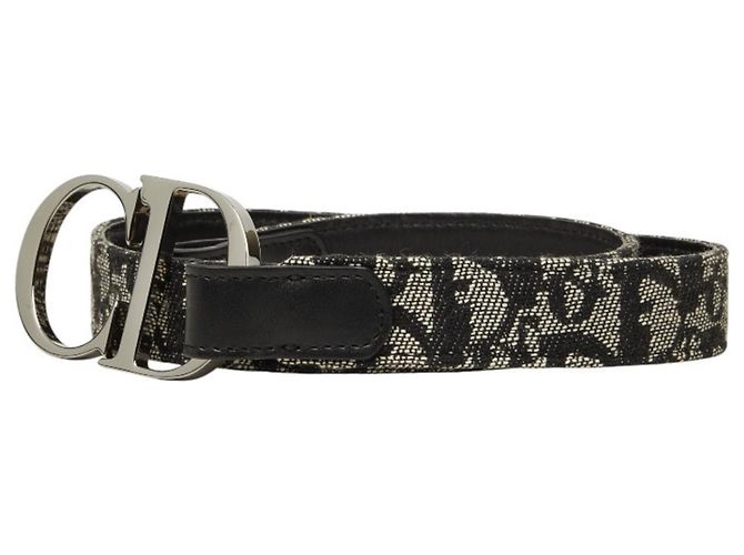 Christian Dior Dior Trotter Gürtel mit CD-Logo-Schnalle Schwarz Weiß - Ansicht 2
