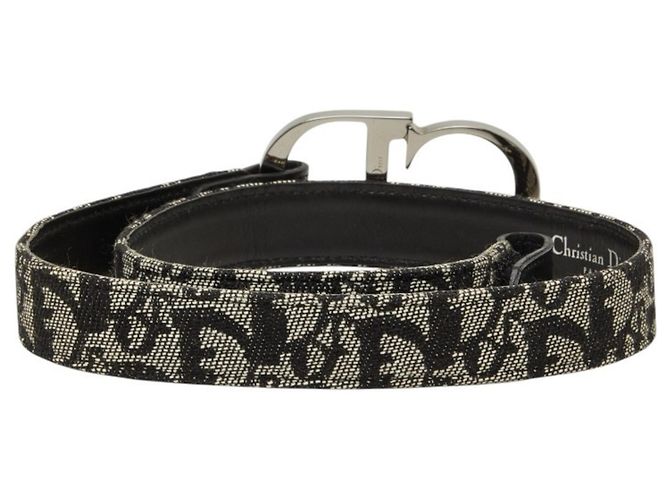 Christian Dior Dior Trotter Gürtel mit CD-Logo-Schnalle Schwarz Weiß - Ansicht 3