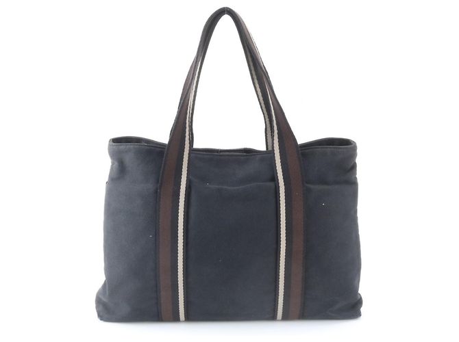 Hermès Borsa Tote Hermes Troca Horizontal MM in pelle e tela Nero - vista 3