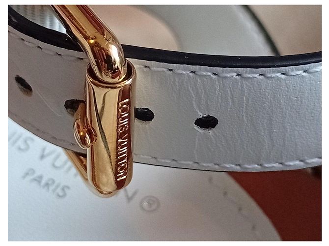 Sandali piatti Louis Vuitton in pelle bianca con monogramma traforato Marrone Bianco - vista 3