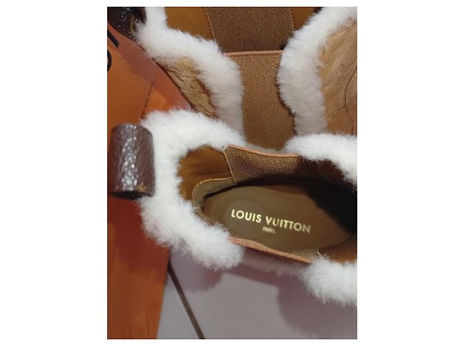 Botas Chelsea Louis Vuitton de ante marrón con forro de pelo Castaño - vista 6