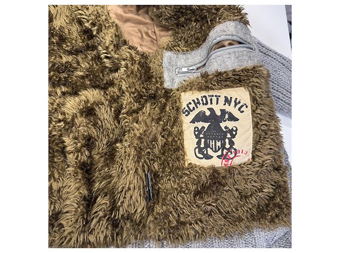 Autre Marque Schott NYC Grey Knit Duffle Coat - view 7