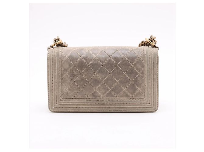 Chanel Boy Flap Trapuntato Camoscio Invecchiato new Medium Beige - vista 2