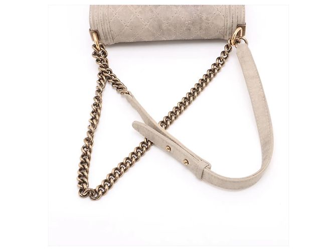 Chanel Boy Flap Trapuntato Camoscio Invecchiato new Medium Beige - vista 5