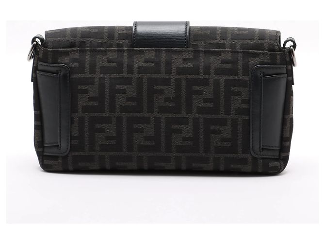Borsa Fendi Baguette Convertible Belt Zucca canvas medium Nero - vista 2