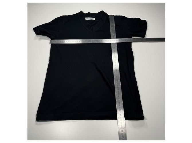 Dolce & Gabbana Camiseta preta decote V em algodão Preto - vista 4