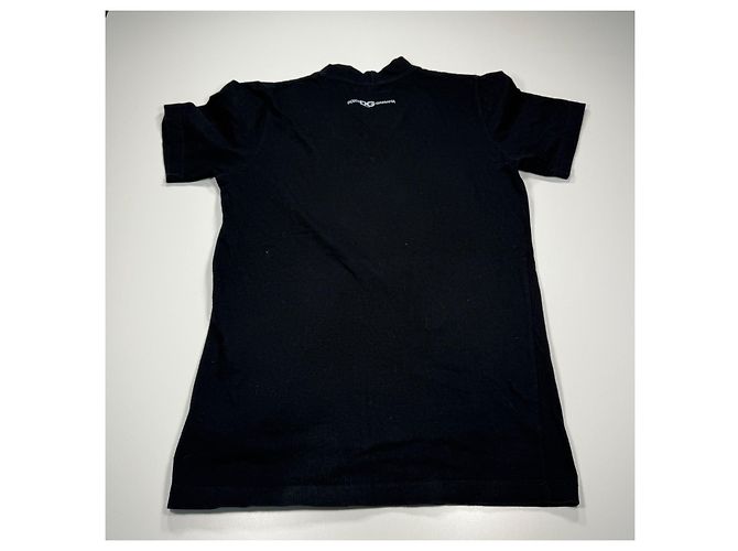Dolce & Gabbana Camiseta preta decote V em algodão Preto - vista 5