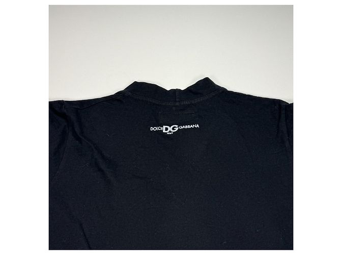 Dolce & Gabbana Camiseta preta decote V em algodão Preto - vista 6