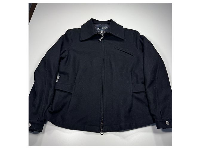 Armani Jeans Black Wool Blend Bomber Jacket - view 3
