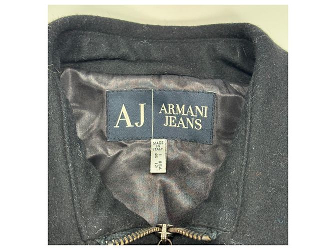 Armani Jeans Black Wool Blend Bomber Jacket - view 4