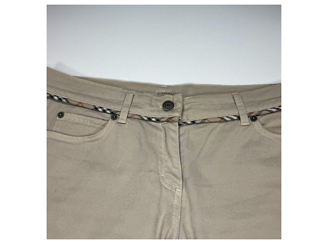 Pantalones Burberry Beige de mezcla de algodón con Nova Check - vista 4