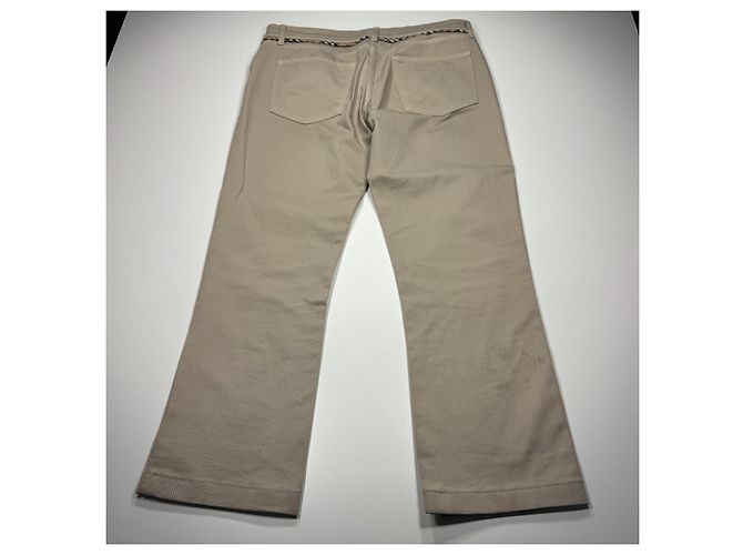 Pantalones Burberry Beige de mezcla de algodón con Nova Check - vista 8