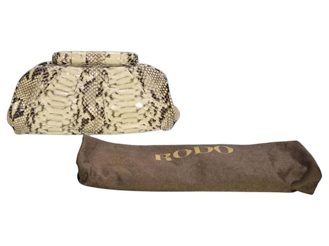 Rodo Hard Case Clutch aus Pythonleder in Creme Beige Python drucken - Ansicht 2