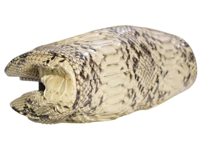 Rodo Hard Case Clutch aus Pythonleder in Creme Beige Python drucken - Ansicht 11