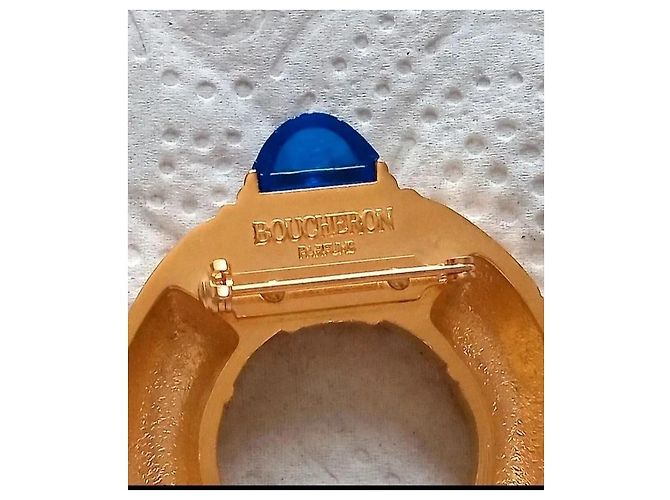 Boucheron Spilla Mezzaluna Oro Pietra Blu D'oro - vista 2