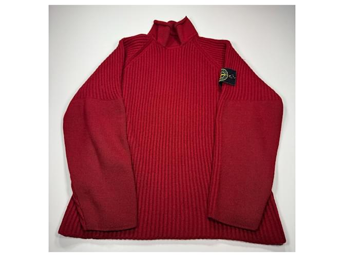 Stone Island Roter Woll-Rollkragenpullover - Ansicht 3