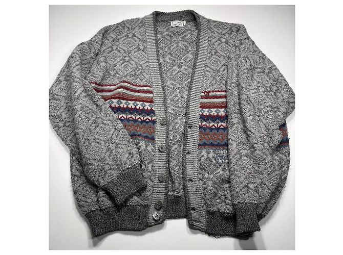 Gianni Versace Grauer Fair Isle Wollcardigan Mehrfarben - Ansicht 3