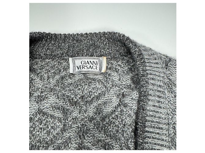 Gianni Versace Grauer Fair Isle Wollcardigan Mehrfarben - Ansicht 4