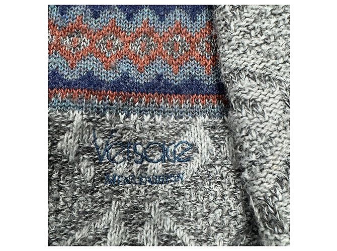 Gianni Versace Grauer Fair Isle Wollcardigan Mehrfarben - Ansicht 5