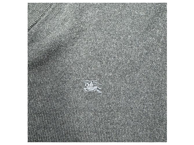 Burberry Suéter de Cuello en V de Lana Gris - vista 4