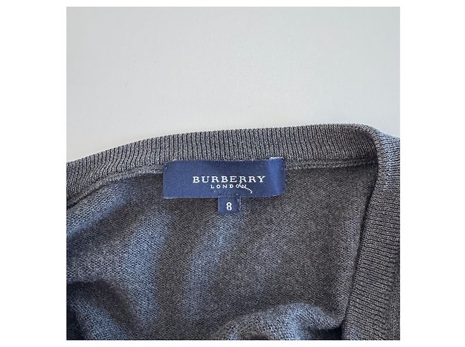 Burberry Suéter de Cuello en V de Lana Gris - vista 7