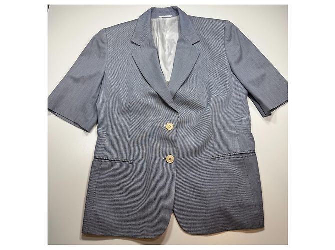 Giacca Burberry a maniche corte - Blu e Bianco - vista 2