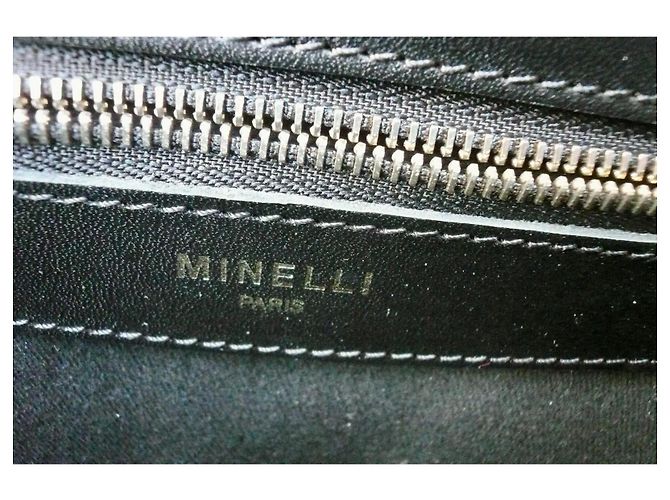 Minelli Borsa box in pelle e camoscio nera e blu Nero - vista 9