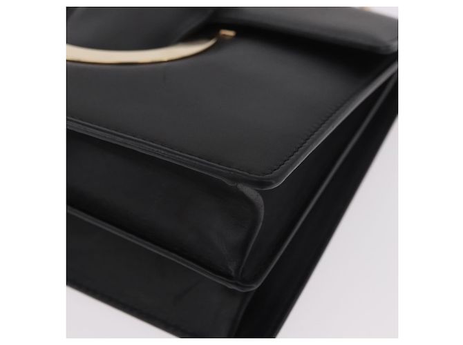 Borsa a Spalla Salvatore Ferragamo Gancini in Pelle Nera e Oro Autentica 185725A - vista 14