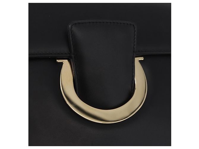 Borsa a Spalla Salvatore Ferragamo Gancini in Pelle Nera e Oro Autentica 185725A - vista 17