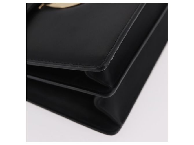 Borsa a Spalla Salvatore Ferragamo Gancini in Pelle Nera e Oro Autentica 185725A - vista 8