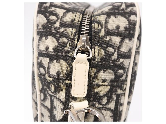 Borsa a tracolla Christian Dior Trotter Canvas PVC Nero Argento Auth 187794 - vista 10