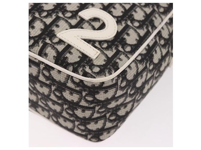 Borsa a tracolla Christian Dior Trotter Canvas PVC Nero Argento Auth 187794 - vista 15