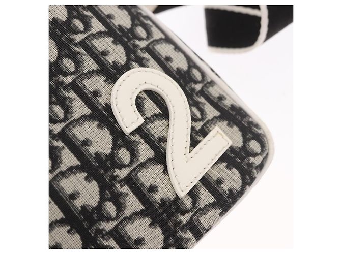 Borsa a tracolla Christian Dior Trotter Canvas PVC Nero Argento Auth 187794 - vista 18