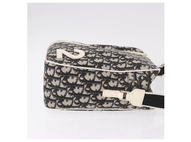 Borsa a tracolla Christian Dior Trotter Canvas PVC Nero Argento Auth 187794 - vista 3