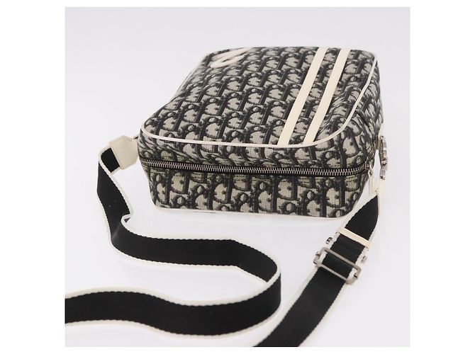 Borsa a tracolla Christian Dior Trotter Canvas PVC Nero Argento Auth 187794 - vista 6