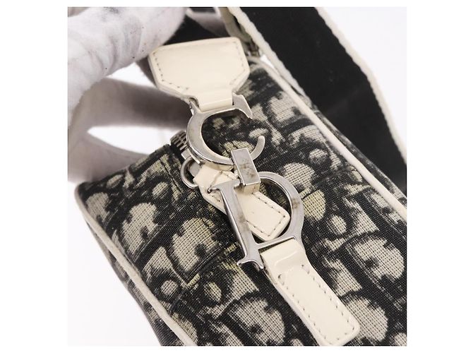 Borsa a tracolla Christian Dior Trotter Canvas PVC Nero Argento Auth 187794 - vista 9