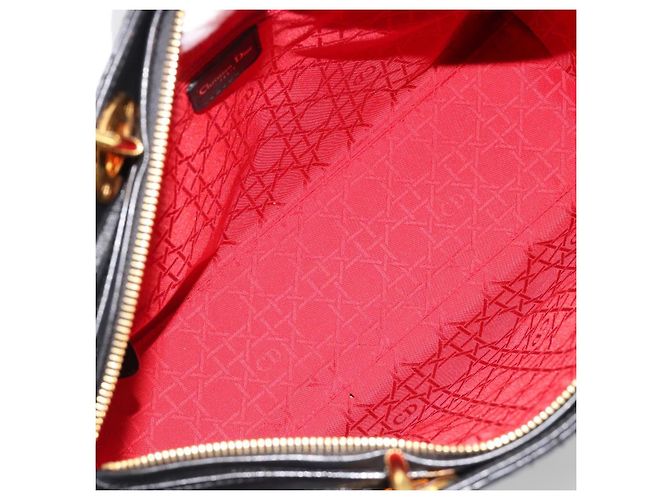 Borsa Christian Dior Lady Dior Canage in pelle di agnello 2 modi Nero Oro Auth 187084SAM D'oro - vista 10