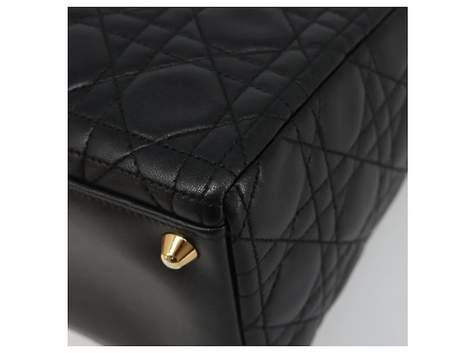 Borsa Christian Dior Lady Dior Canage in pelle di agnello 2 modi Nero Oro Auth 187084SAM D'oro - vista 16