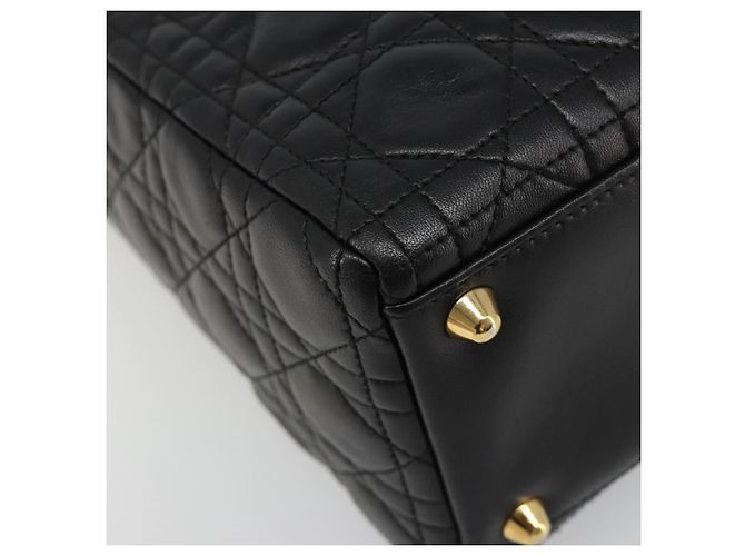 Borsa Christian Dior Lady Dior Canage in pelle di agnello 2 modi Nero Oro Auth 187084SAM D'oro - vista 17