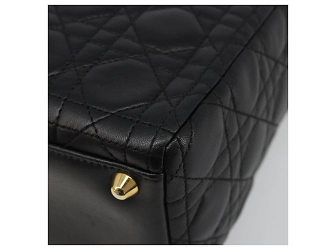 Borsa Christian Dior Lady Dior Canage in pelle di agnello 2 modi Nero Oro Auth 187084SAM D'oro - vista 18