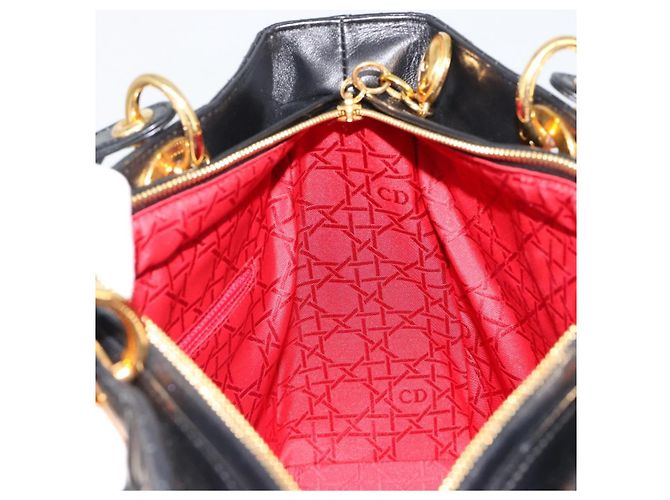 Borsa Christian Dior Lady Dior Canage in pelle di agnello 2 modi Nero Oro Auth 187084SAM D'oro - vista 23