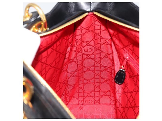 Borsa Christian Dior Lady Dior Canage in pelle di agnello 2 modi Nero Oro Auth 187084SAM D'oro - vista 24