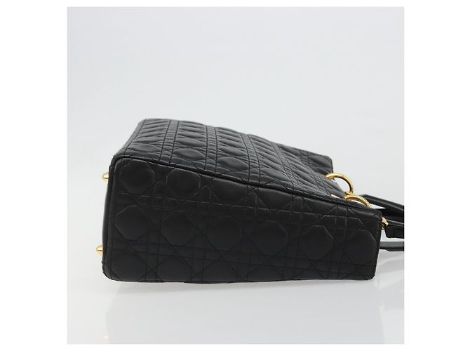 Borsa Christian Dior Lady Dior Canage in pelle di agnello 2 modi Nero Oro Auth 187084SAM D'oro - vista 3