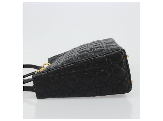 Borsa Christian Dior Lady Dior Canage in pelle di agnello 2 modi Nero Oro Auth 187084SAM D'oro - vista 4
