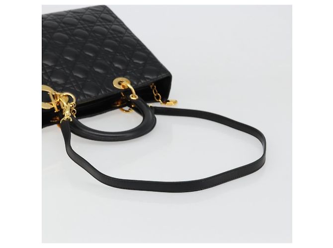 Borsa Christian Dior Lady Dior Canage in pelle di agnello 2 modi Nero Oro Auth 187084SAM D'oro - vista 8