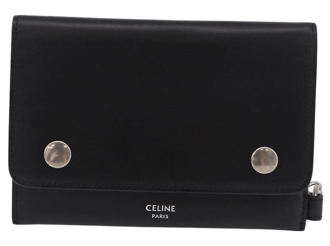 Céline Portafoglio con catena CELINE in pelle nera argento 186133M Nero - vista 13