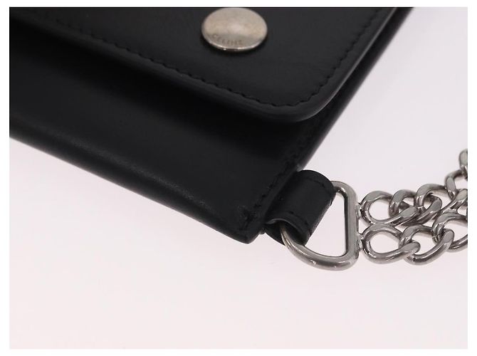 Céline Portafoglio con catena CELINE in pelle nera argento 186133M Nero - vista 14